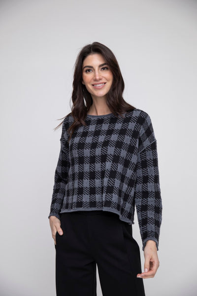 Liv's Chenille Checked Topper in Charcoal
