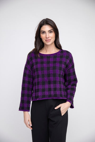 Liv's Chenille Checked Topper in Amethyst