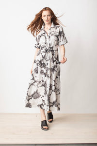 Liv by Habitat Linen Floral Shirt Dress in Grey