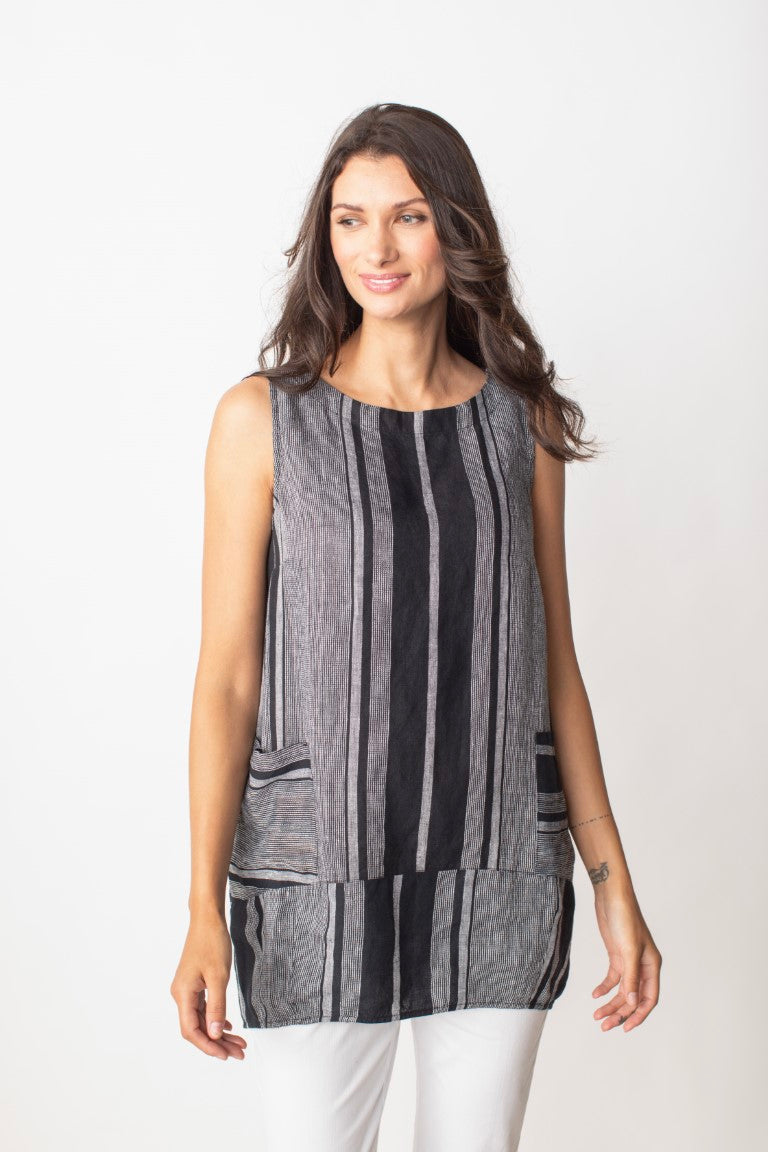 Liv by Habitat's Linen Striped City Tank in Black