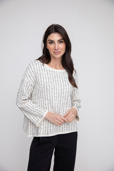 Liv by Habitat's Textured Dot Swing Pullover in Winter White