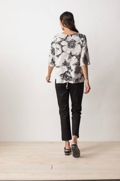 Liv by Habitat Linen Floral Top in Grey