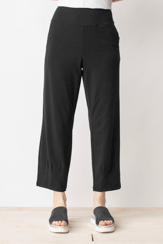 Liv by Habitat Pleated Hem Pants in black. cropped length black pants with pleating details at hem of leg.