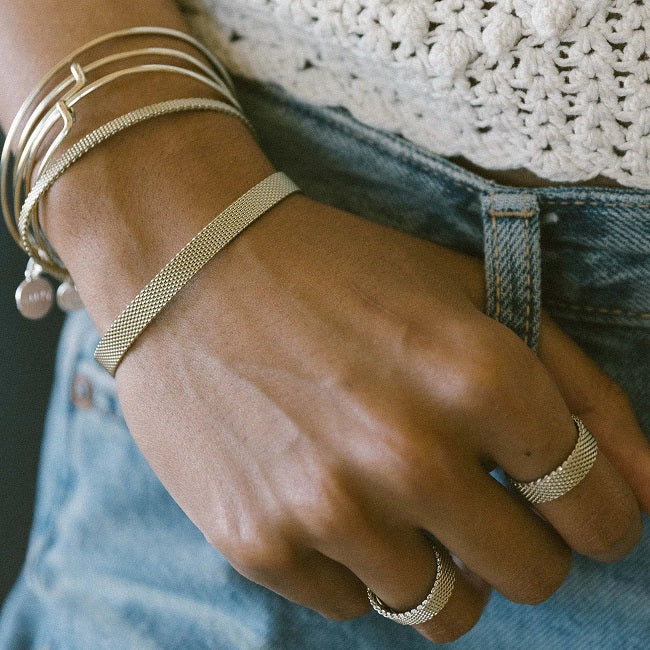 &Livy's Mesh Cuff Bracelet Silver