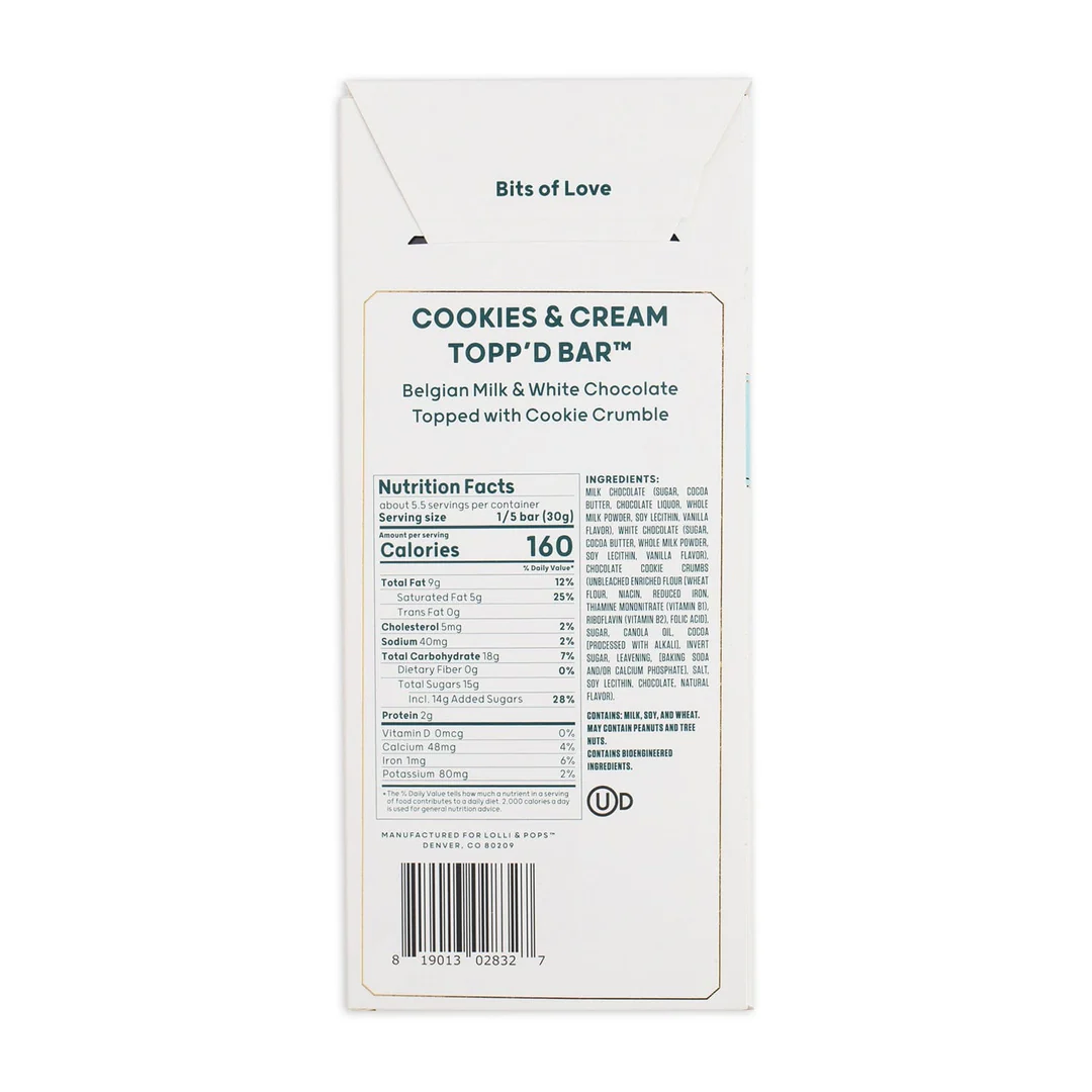 Lolli & Pops Cookies & Cream Topp'd Bar