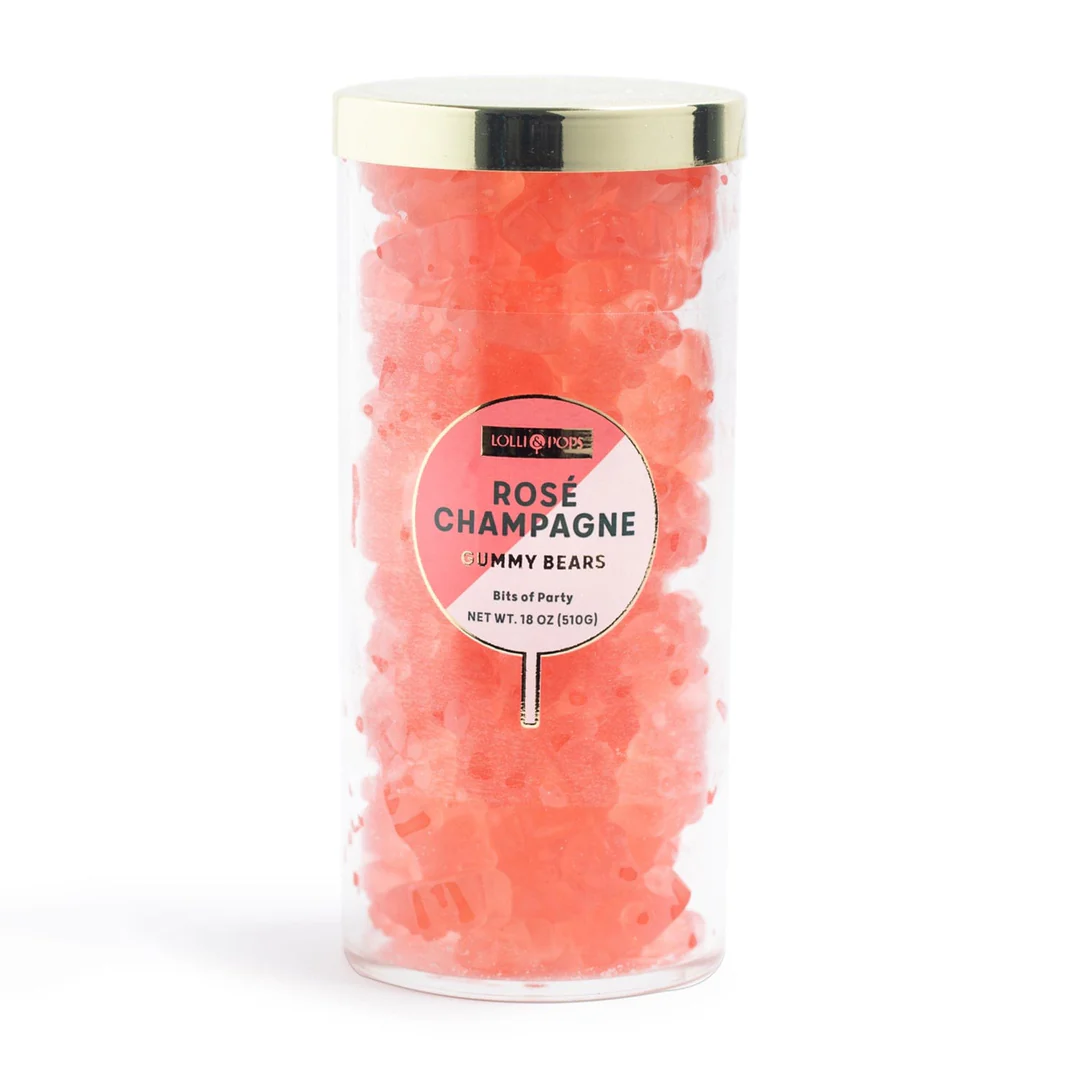 Lolli & Pops Large Rose Champagne Gummy Bears Tube