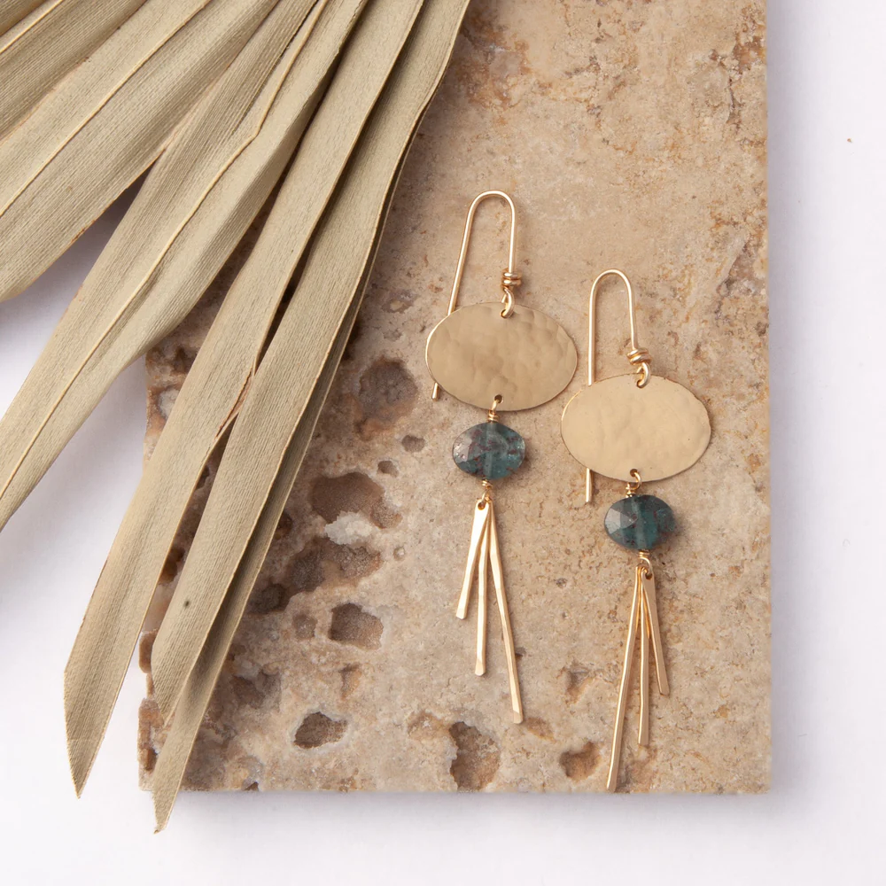 Gold Blue Lagoon Earrings