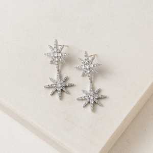 Etolie Duet Star Drop Earrings / Silver