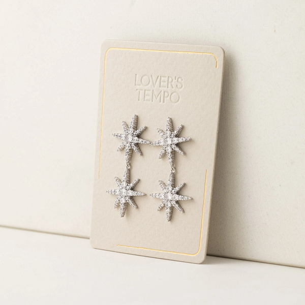 Etolie Duet Star Drop Earrings / Silver