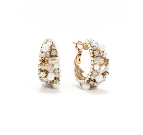 Lover's Tempo Gardenia Crystal & Pearl Hoop Earrings