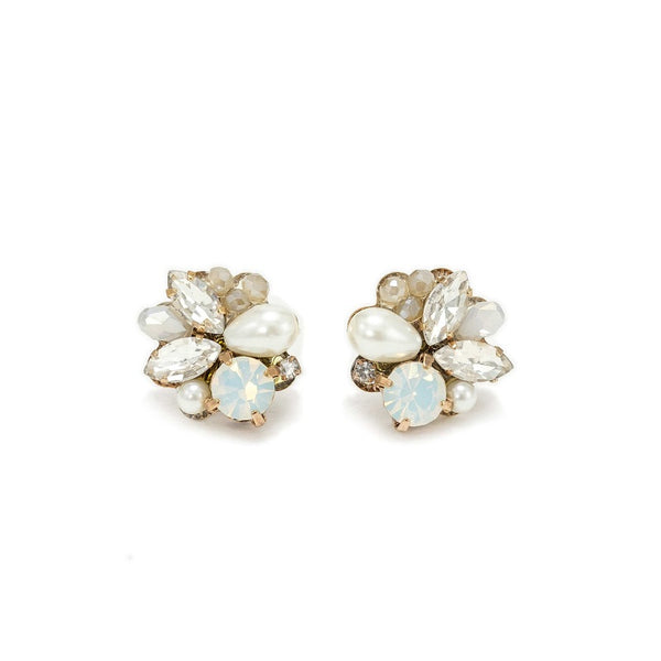 Shirley Crystal & Pearl Stud Earrings