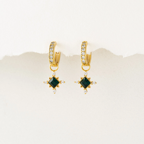 Sierra Emerald Charm Hoop Earrings