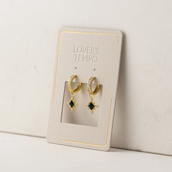 Sierra Emerald Charm Hoop Earrings