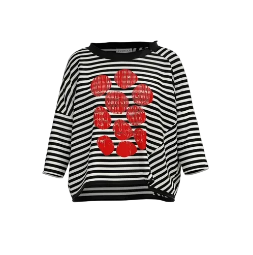 Juno Mandarin Print Striped Tee