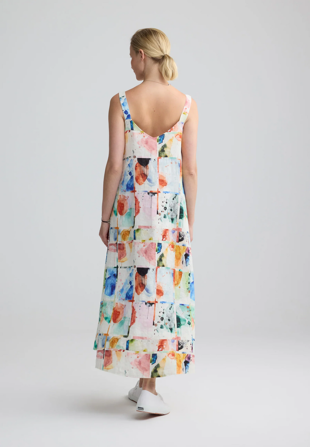 Avelyn Painterly Print Linen Maxi Dress
