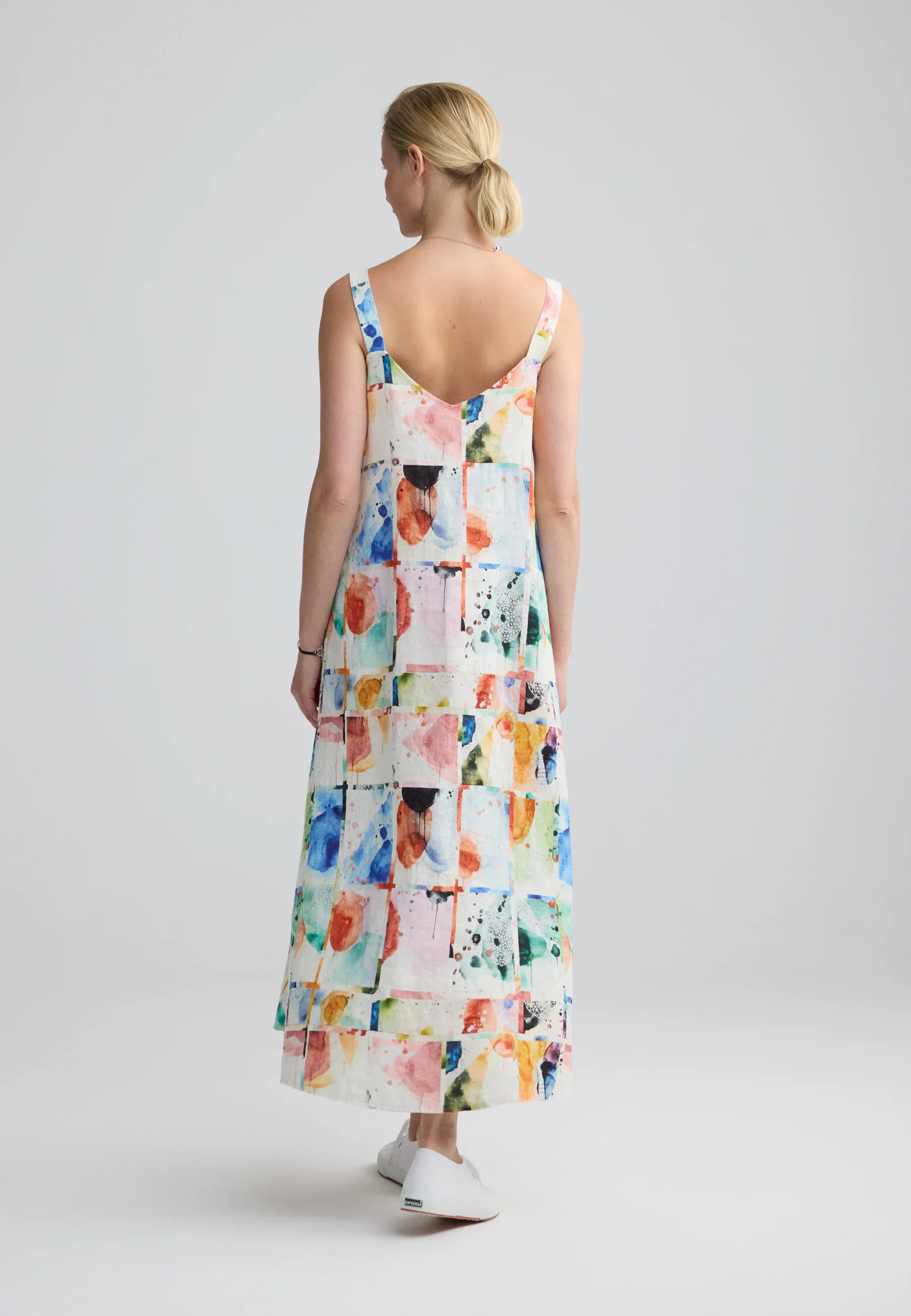 Avelyn Painterly Print Linen Maxi Dress