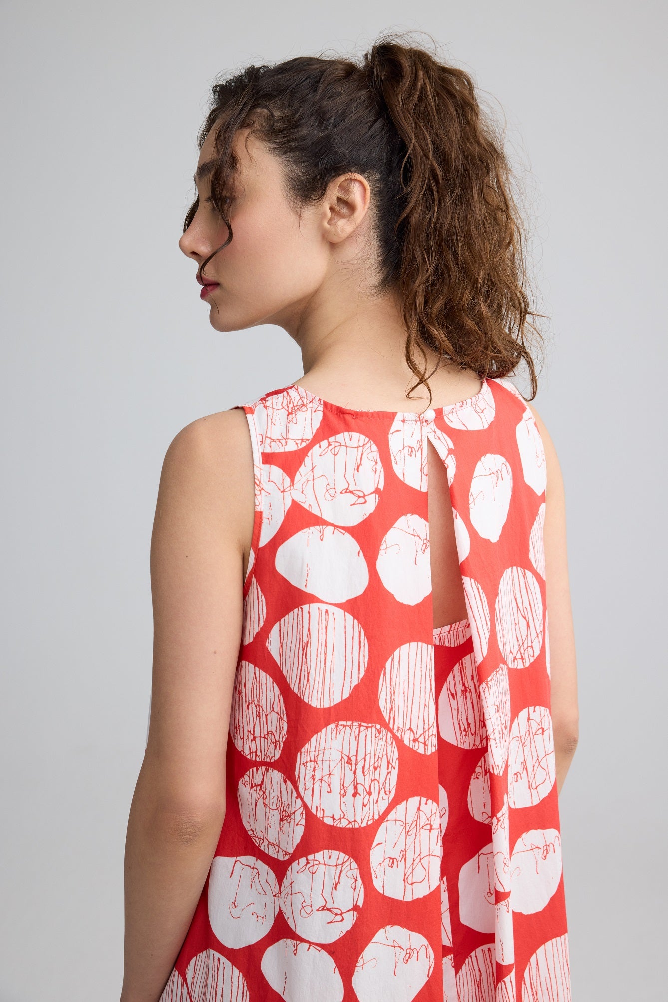 The Juno Mandarin Block Print Dress from Luukaa