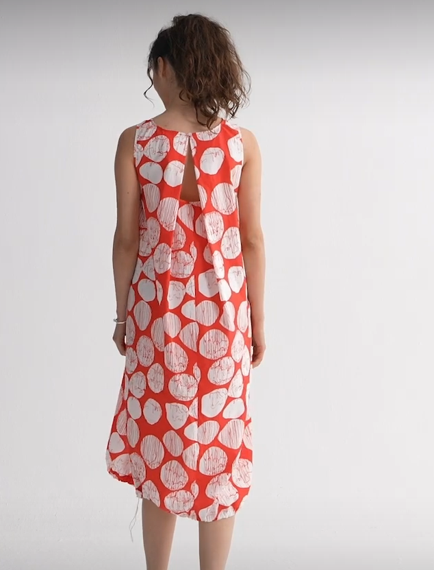 The Juno Mandarin Block Print Dress from Luukaa