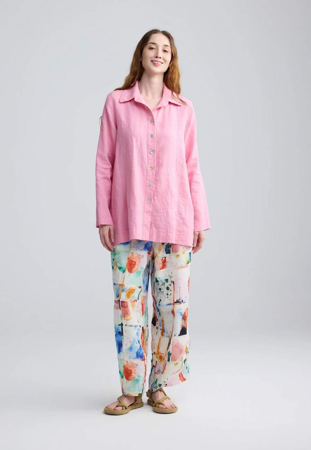 The Phalia Linen Shirt by Luukaa in Pale Pink