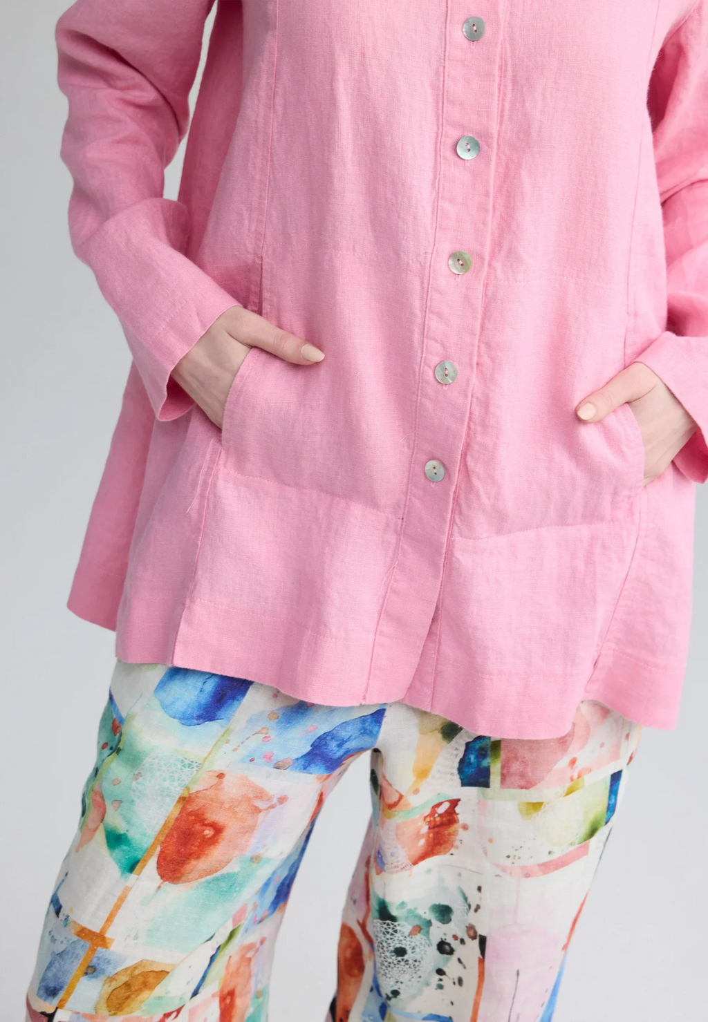 The Phalia Linen Shirt by Luukaa in Pale Pink