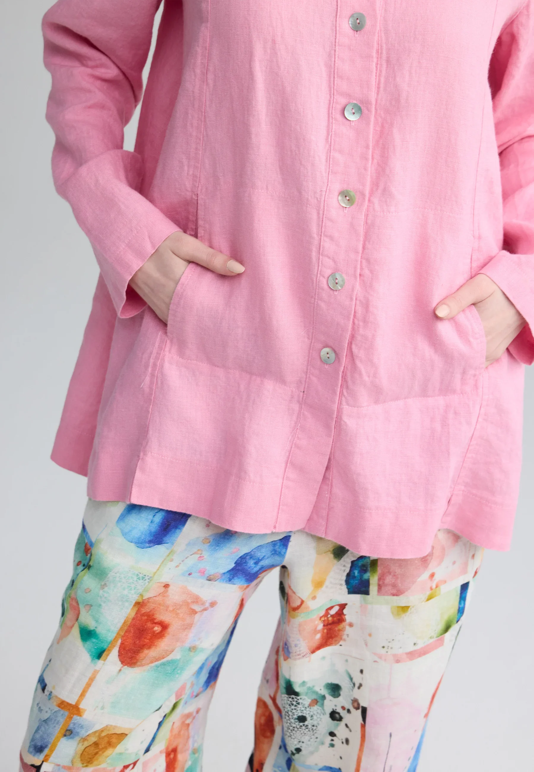 The Phalia Linen Shirt by Luukaa in Pale Pink