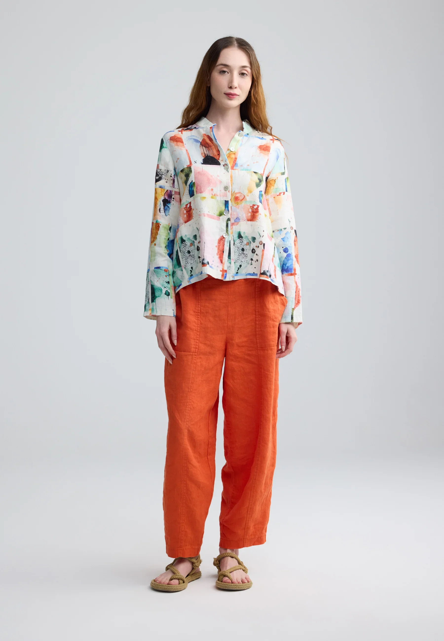 Luukaa's Zenya Linen Pant in Burnt Orange