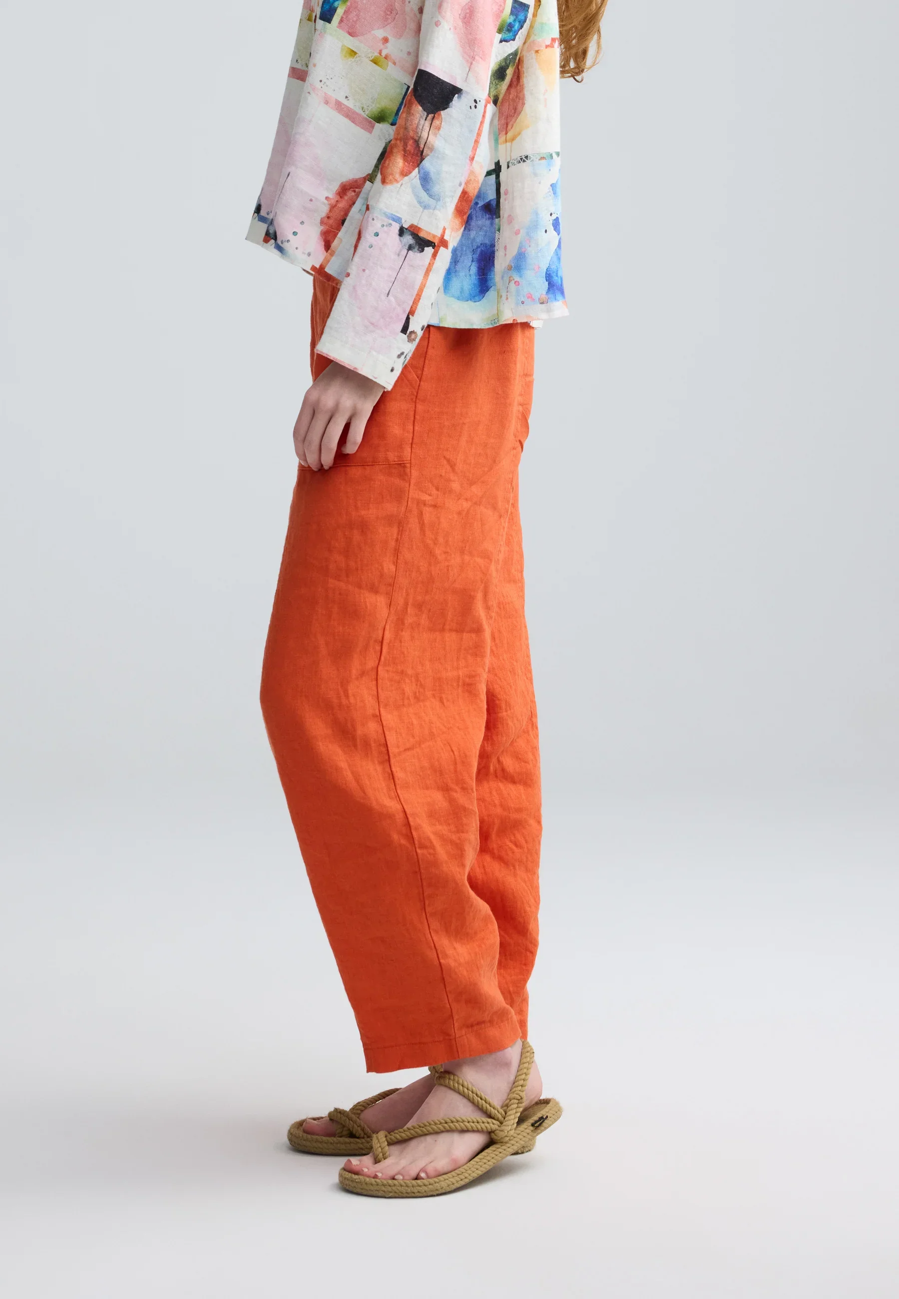 Luukaa's Zenya Linen Pant in Burnt Orange