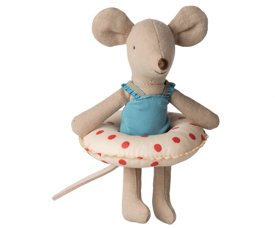 Beach Mouse Little Sister with Float / Red Dots