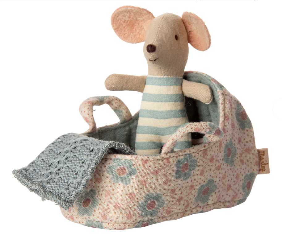 Maileg Carry Cot for Baby Mouse / Blue