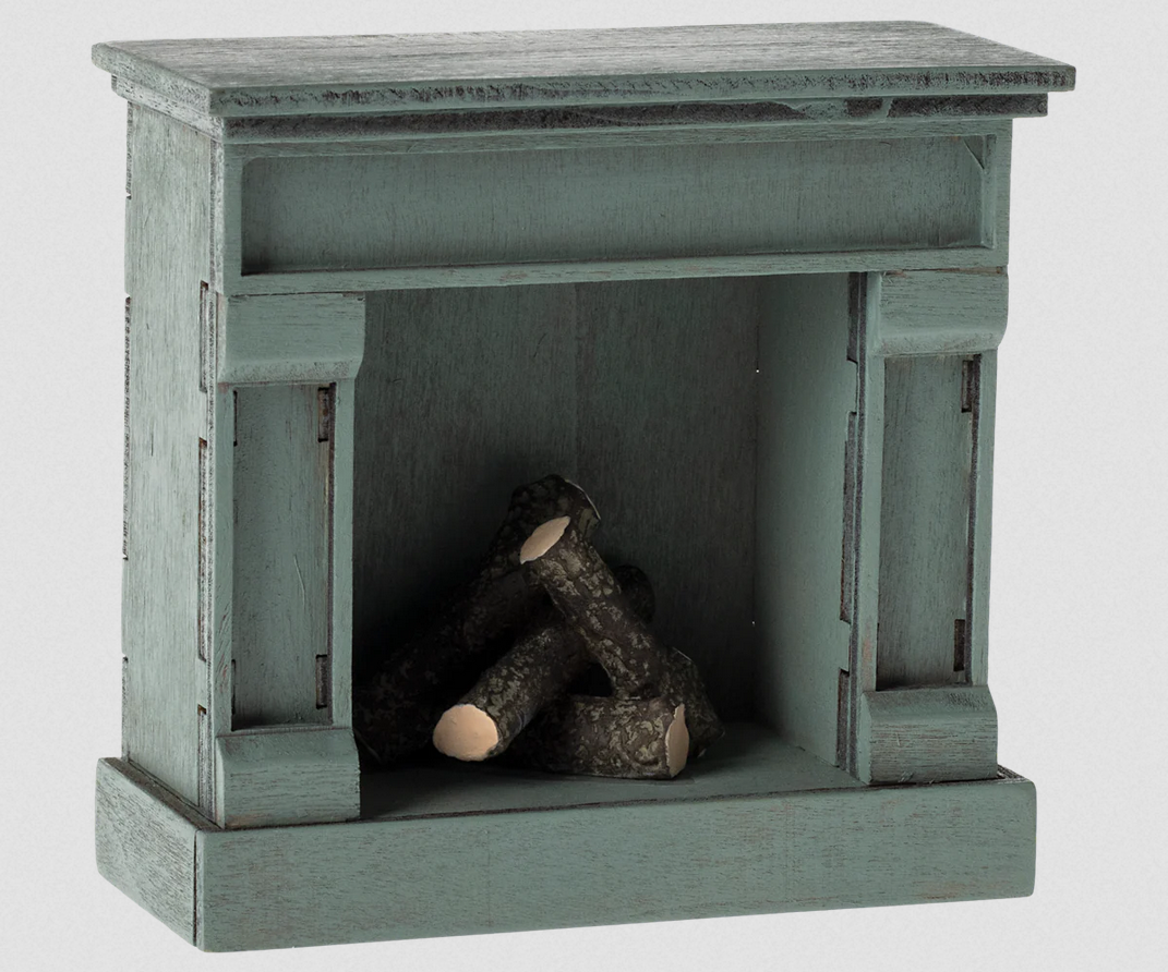 Maileg Mouse Fireplace in Blue