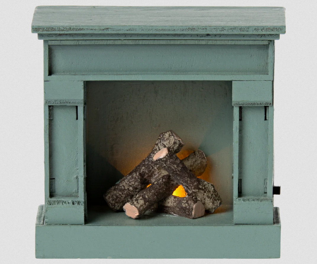 Maileg Mouse Fireplace in Blue