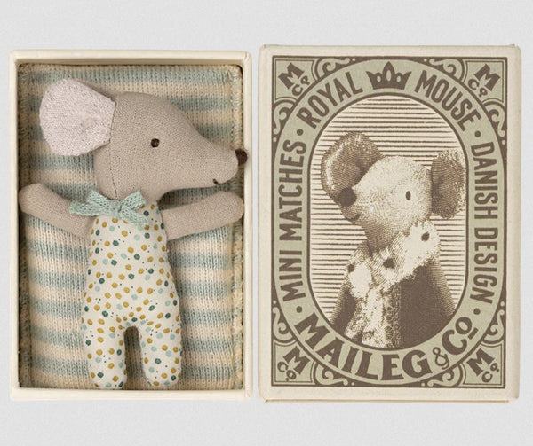 Sleepy Baby Mouse in Matchbox / Blue