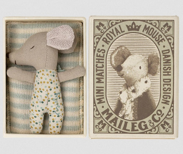 Sleepy Baby Mouse in Matchbox / Blue