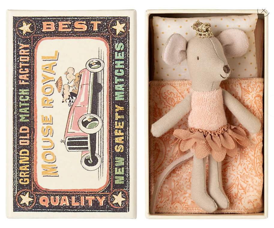 Maileg Princess Little Sister Mouse in Match Box