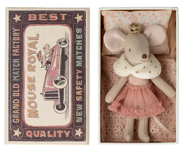 Maileg Princess Little Sister Mouse in Matchbox