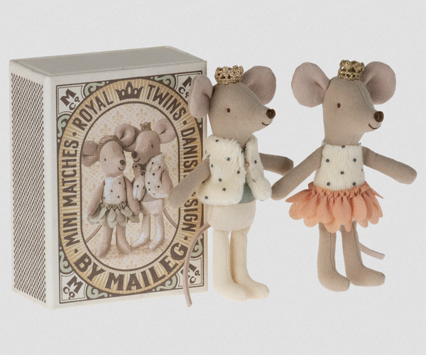 Maileg Royal Twins in a Box / Little Brother & Sister Mice in Matchbox