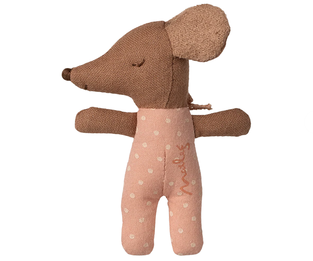 Sleepy Wakey Baby Mouse in Matchbox / Rose
