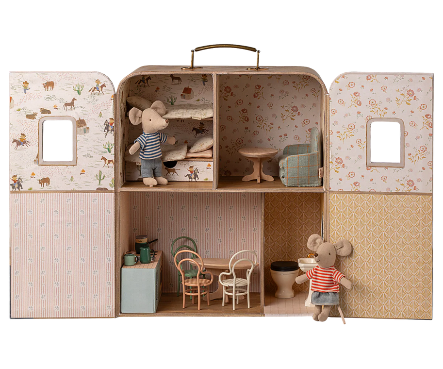 Maileg SuitCasa Little Sister & Brother Mouse House