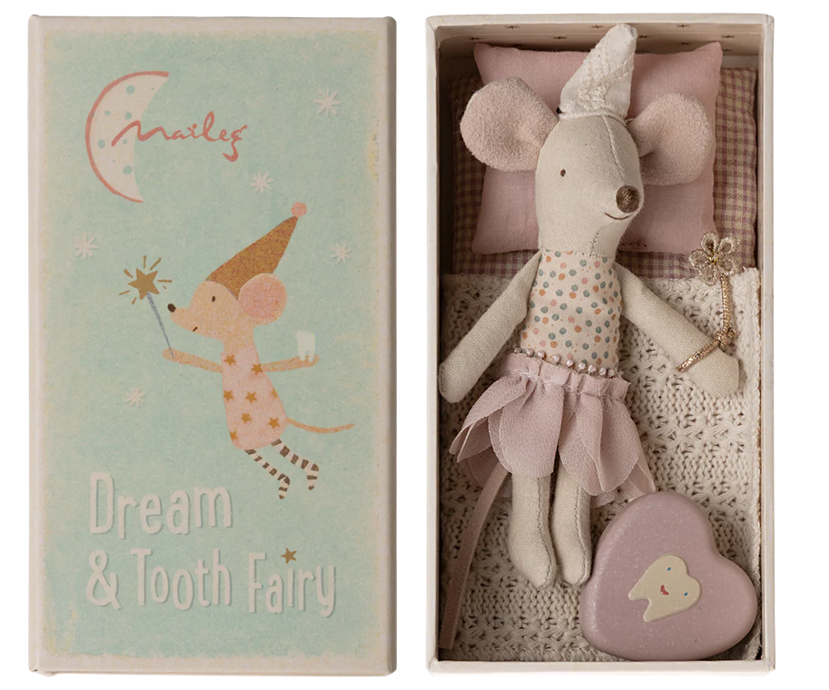 Maileg Tooth Fairy Mouse, Little Sister in Match Box