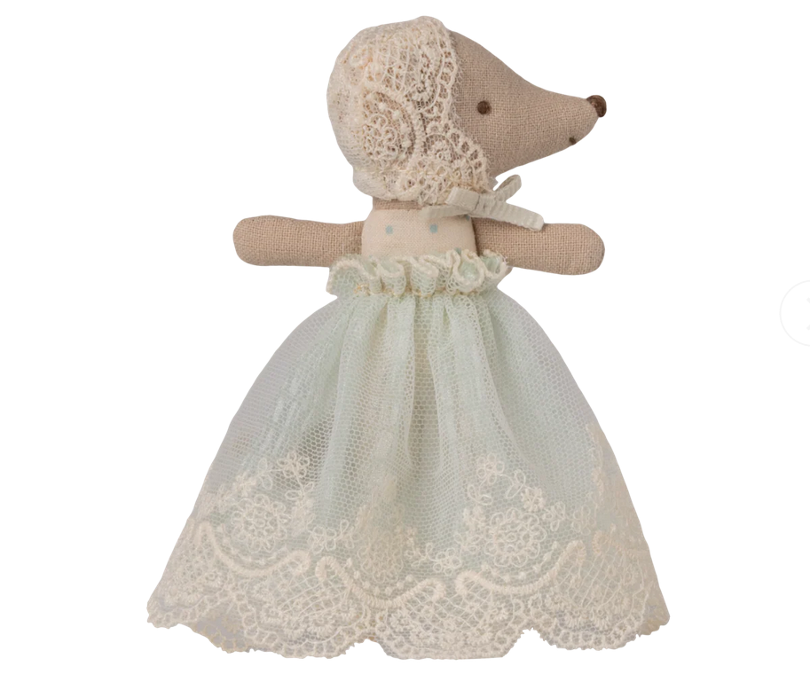 Maileg Baby Mouse in Gown / Mint