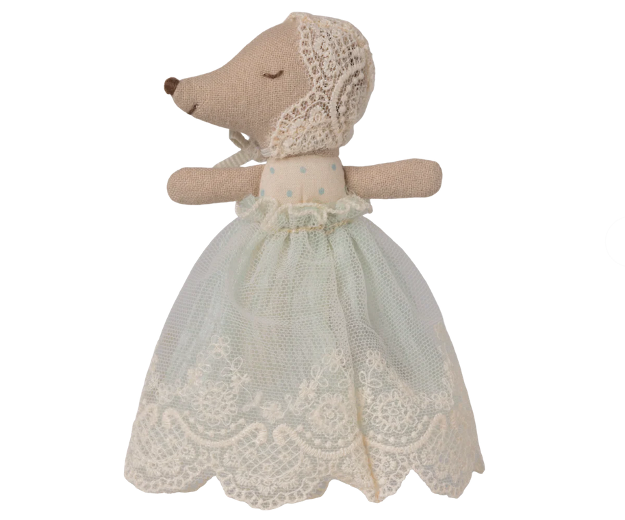 Maileg Baby Mouse in Gown / Mint