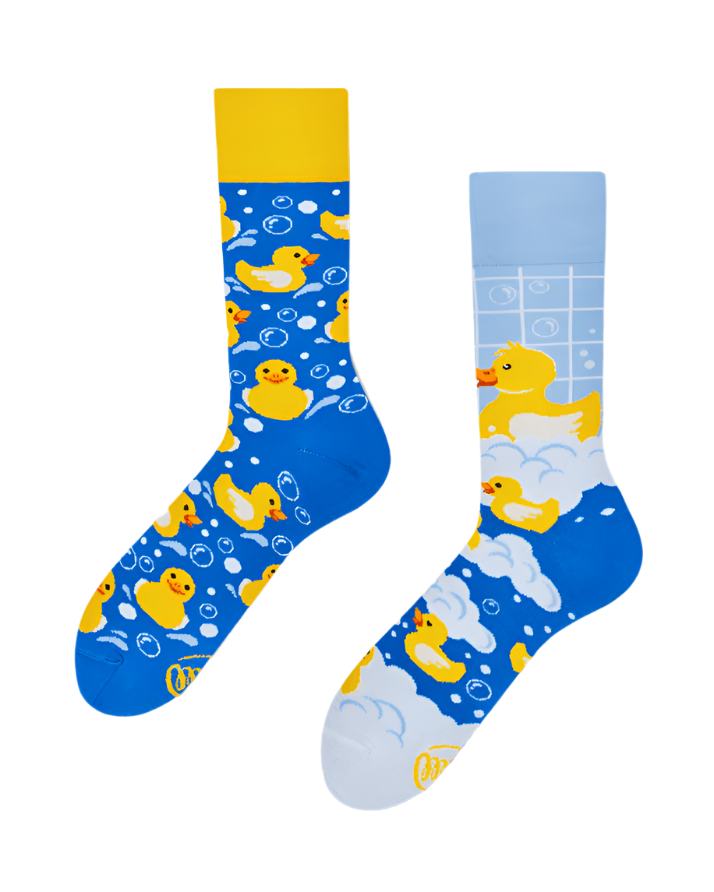 Many Mornings Mismatched Crew Socks - Bath Ducks