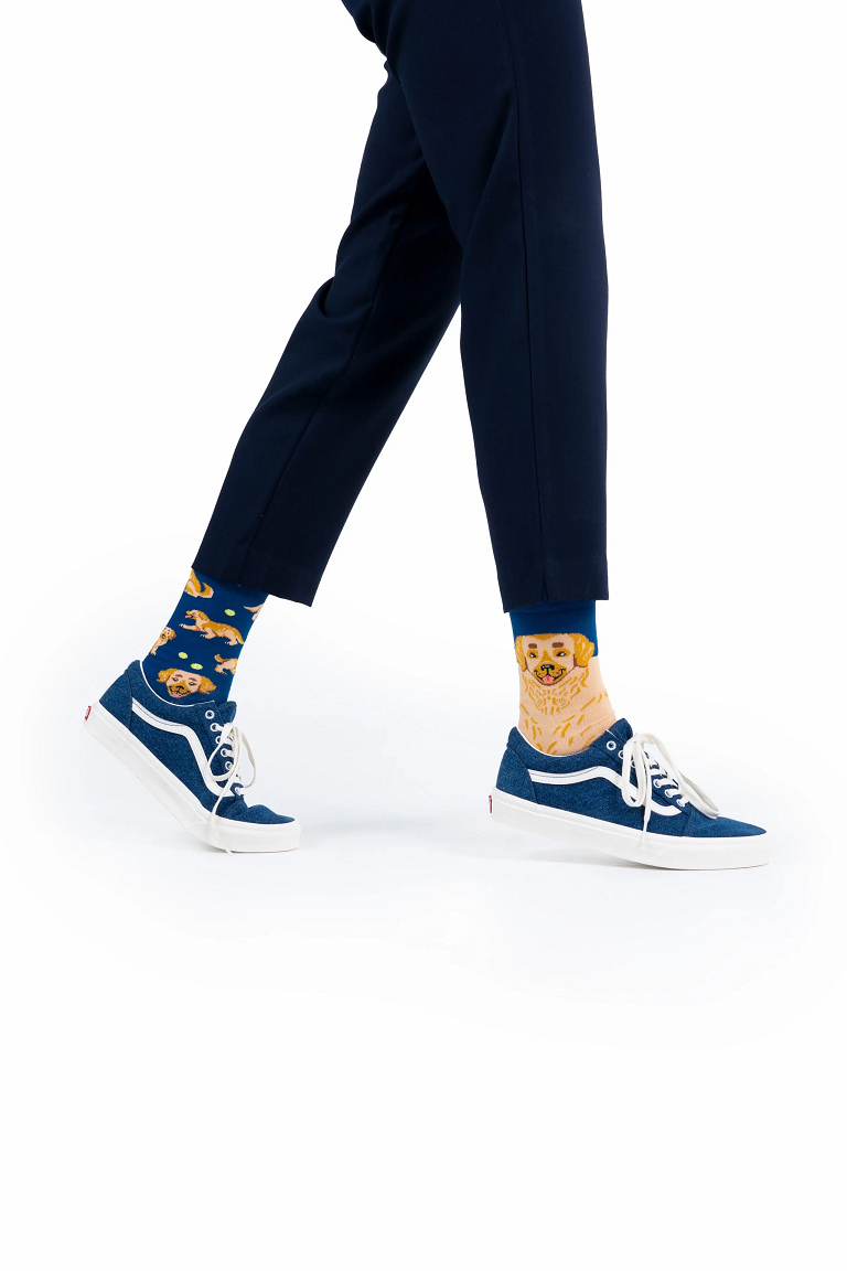 Many Mornings Mismatched Crew Socks - Golden Boy