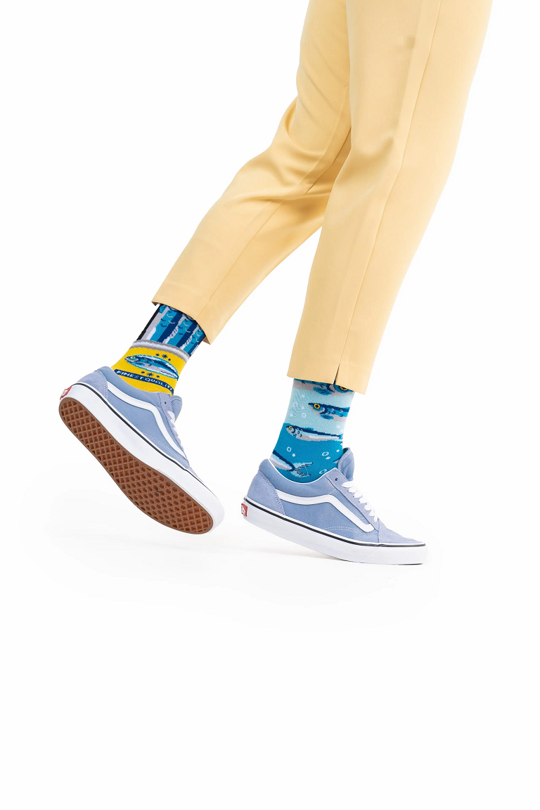 Many Mornings Mismatched Crew Socks - Sardines