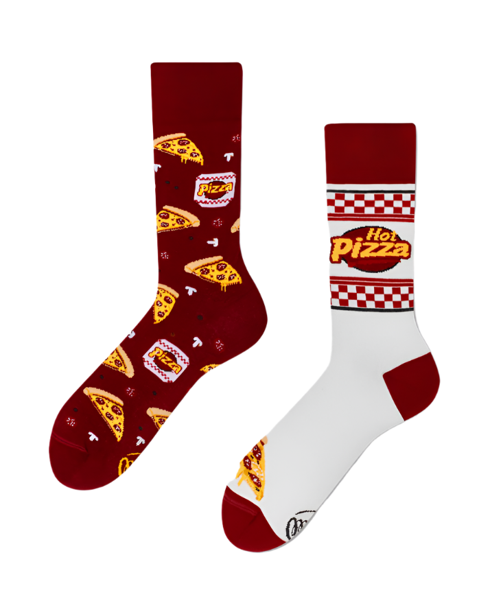 Many Mornings Mismatched Crew Socks - Pizza Slice