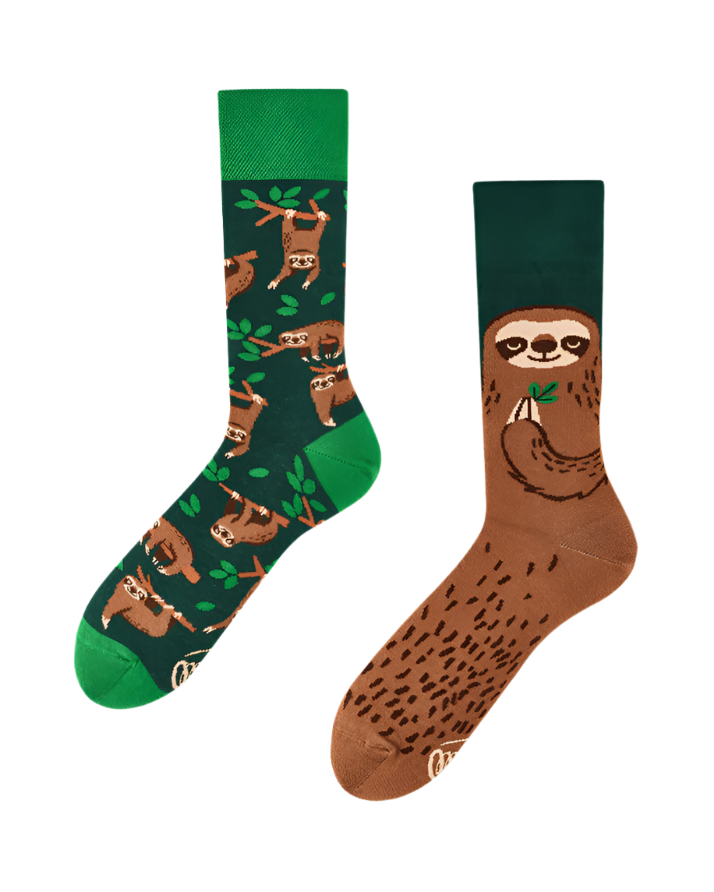 Many Mornings Mismatched Crew Socks - Sloth Life