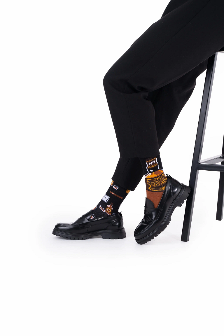Many Mornings Mismatched Crew Socks - Whisky