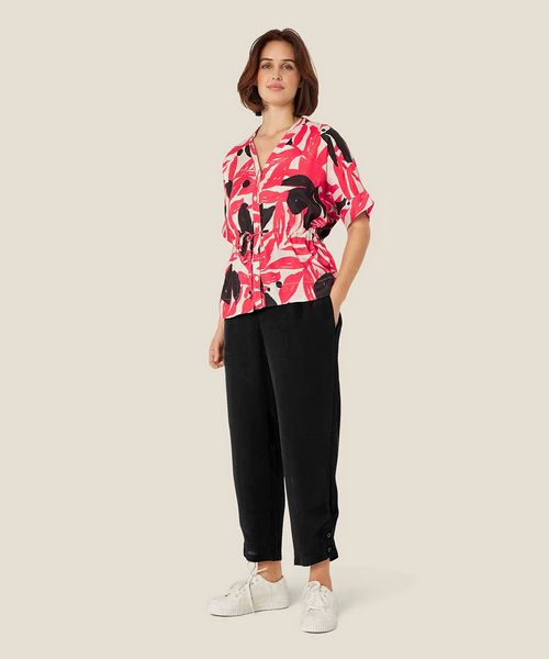 Masai Irekana Cuff Sleeve Blouse in HIbiscus Print