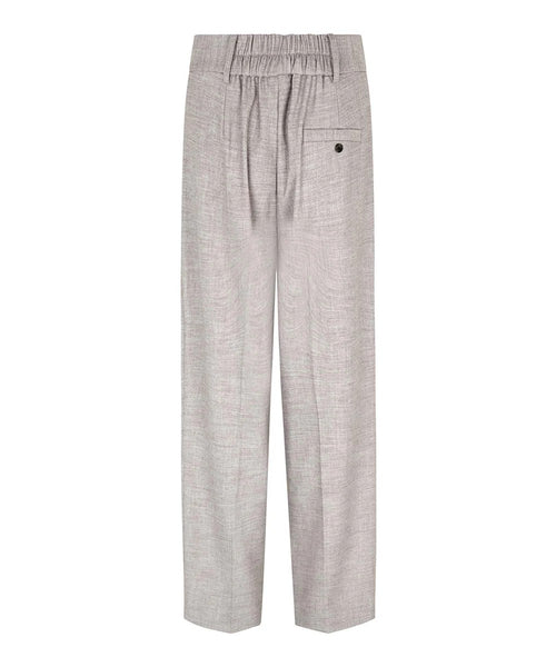 Masai Perilas wide leg menswear trouser pants in light melange grey color. High waist, pleated front, side pockets.