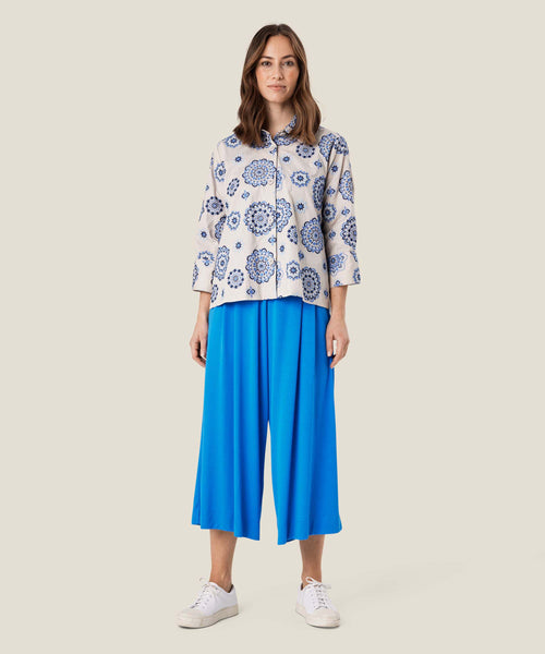Masai Idakaia Shirt White with Blue Floral Embroidery
